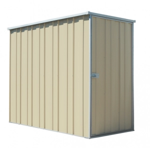 Slimline F36 Flat Roof 1.07m x 2.105m Side Entry Shed-Smooth Cream