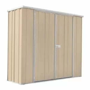 Slimline F62 Flat Roof 2.105m x 0.72m Double Door Shed-Smooth Cream