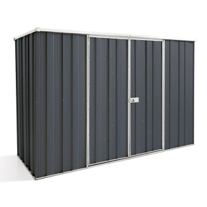 Yardsaver F83 Flat Roof 2.8m x 1.07m Double Door Shed-Slate Grey
