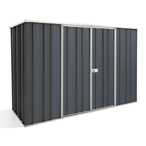 Yardsaver F83 Flat Roof 2.8m x 1.07m Double Door Shed Slate Grey