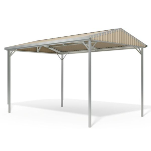 YardPro Single Carport Gable Roof - Smooth Cream
