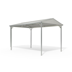 YardPro Single Carport Gable Roof 3.96m x 5.91m x 2.4m Zinc