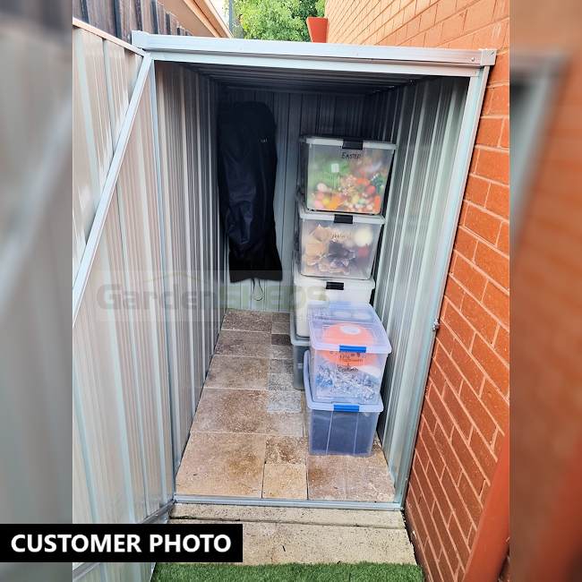 Slimline F36 Flat Roof 1.07m x 2.105m Side Entry Shed